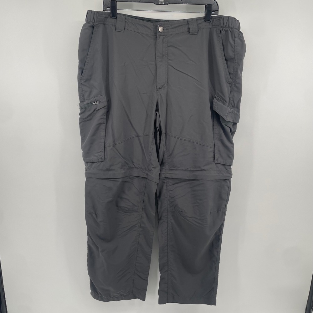 Columbia Convertible Cargo Pants Mens 42x30 Gray Zip Off Hiking Trail Outdoor